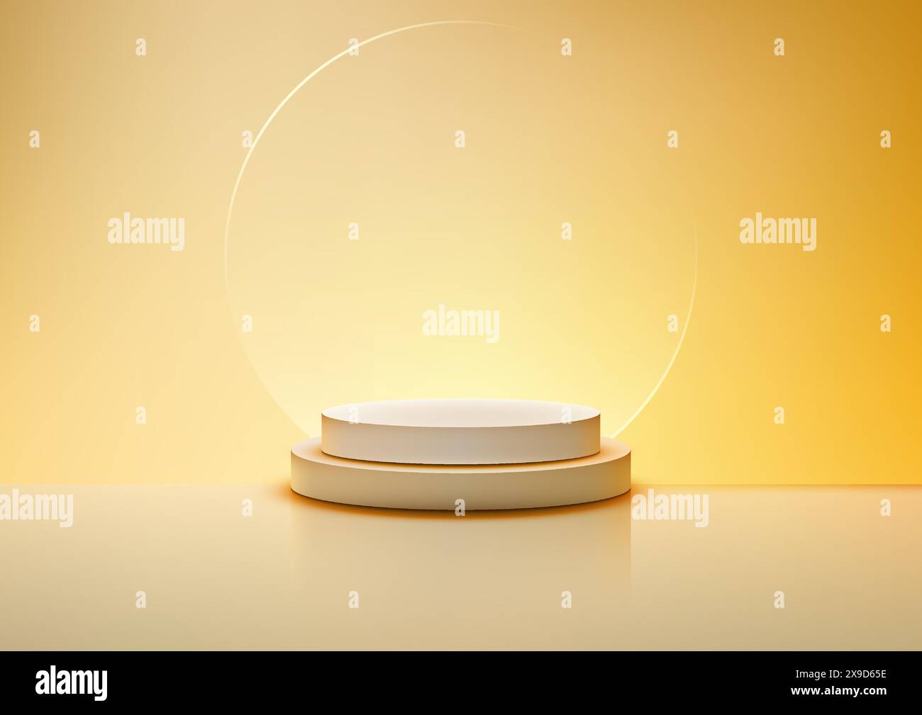 3D white podium stand with circle glass backdrop is perfect for modern ...