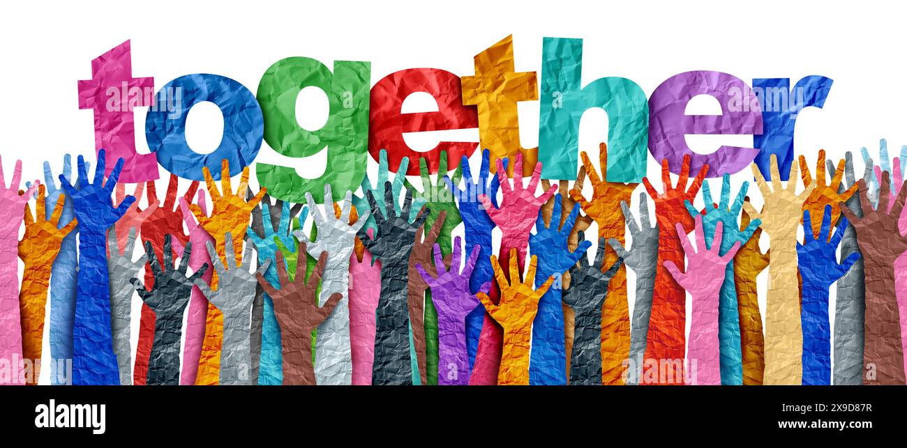 Diverse People Together concept united and working as a team as a teamwork symbol of community support and cultural awareness collaborative success as Stock Photo