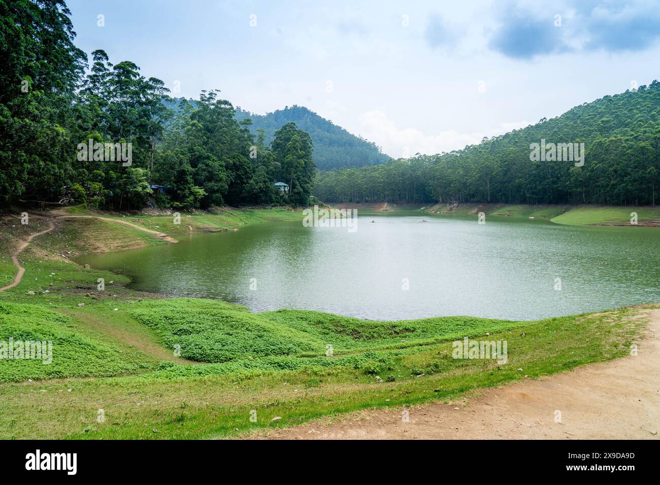 Mattupetty Dam, near Munnar in Idukki District, is a storage concrete gravity dam built in the mountains of Kerala, India Stock Photo