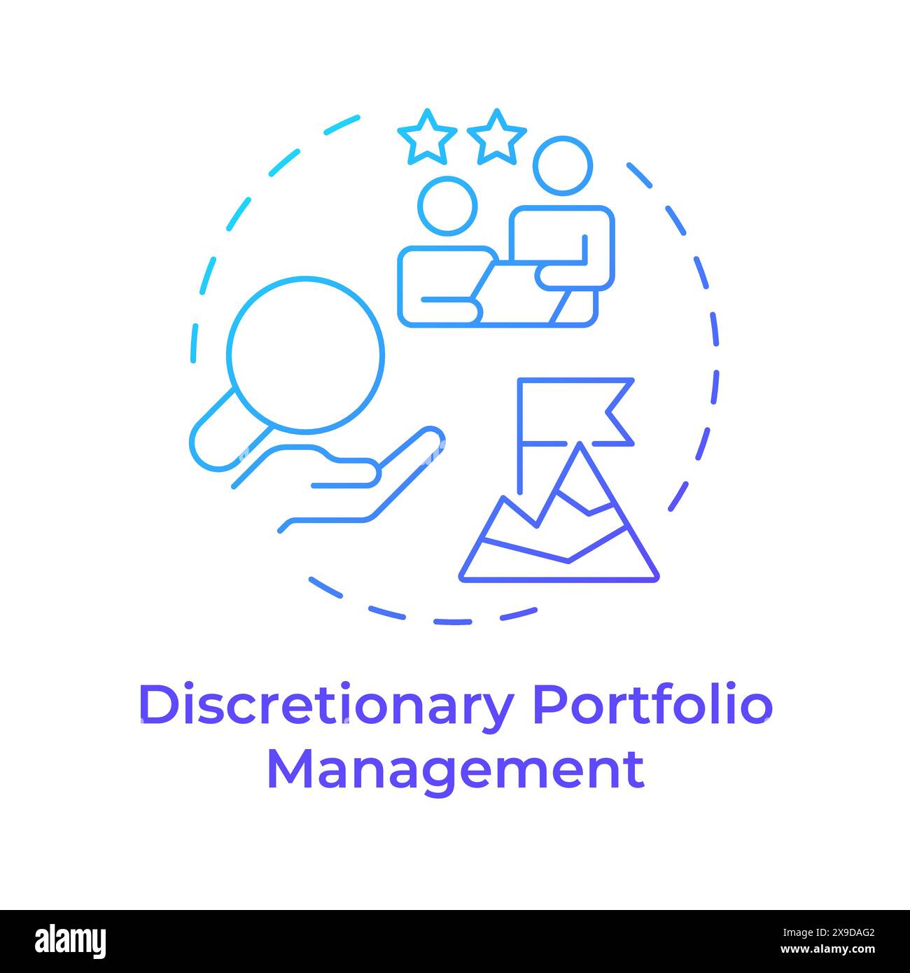 Discretionary portfolio management blue gradient concept icon Stock Vector