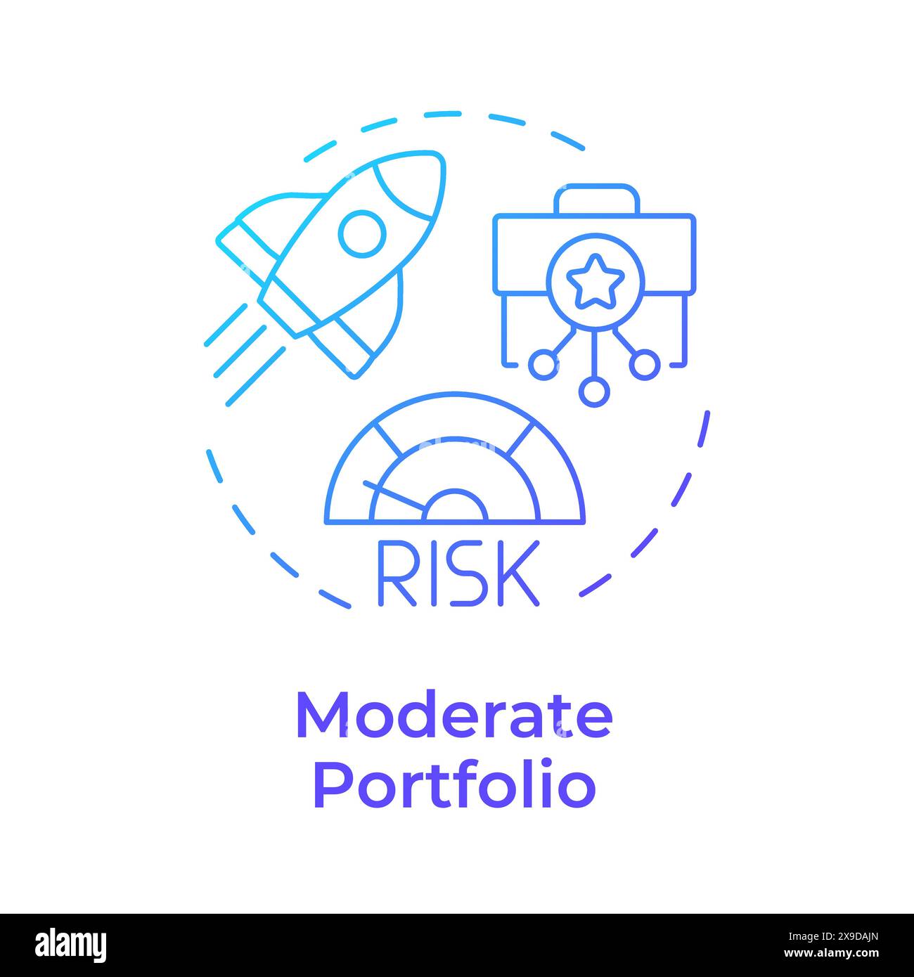 Moderate portfolio blue gradient concept icon Stock Vector