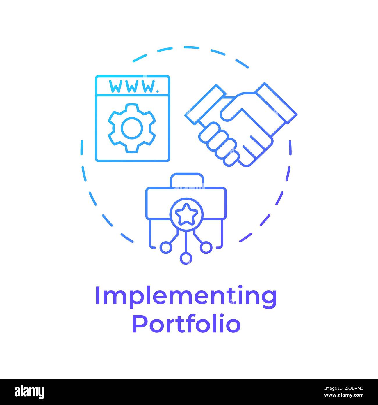 Implementing portfolio blue gradient concept icon Stock Vector