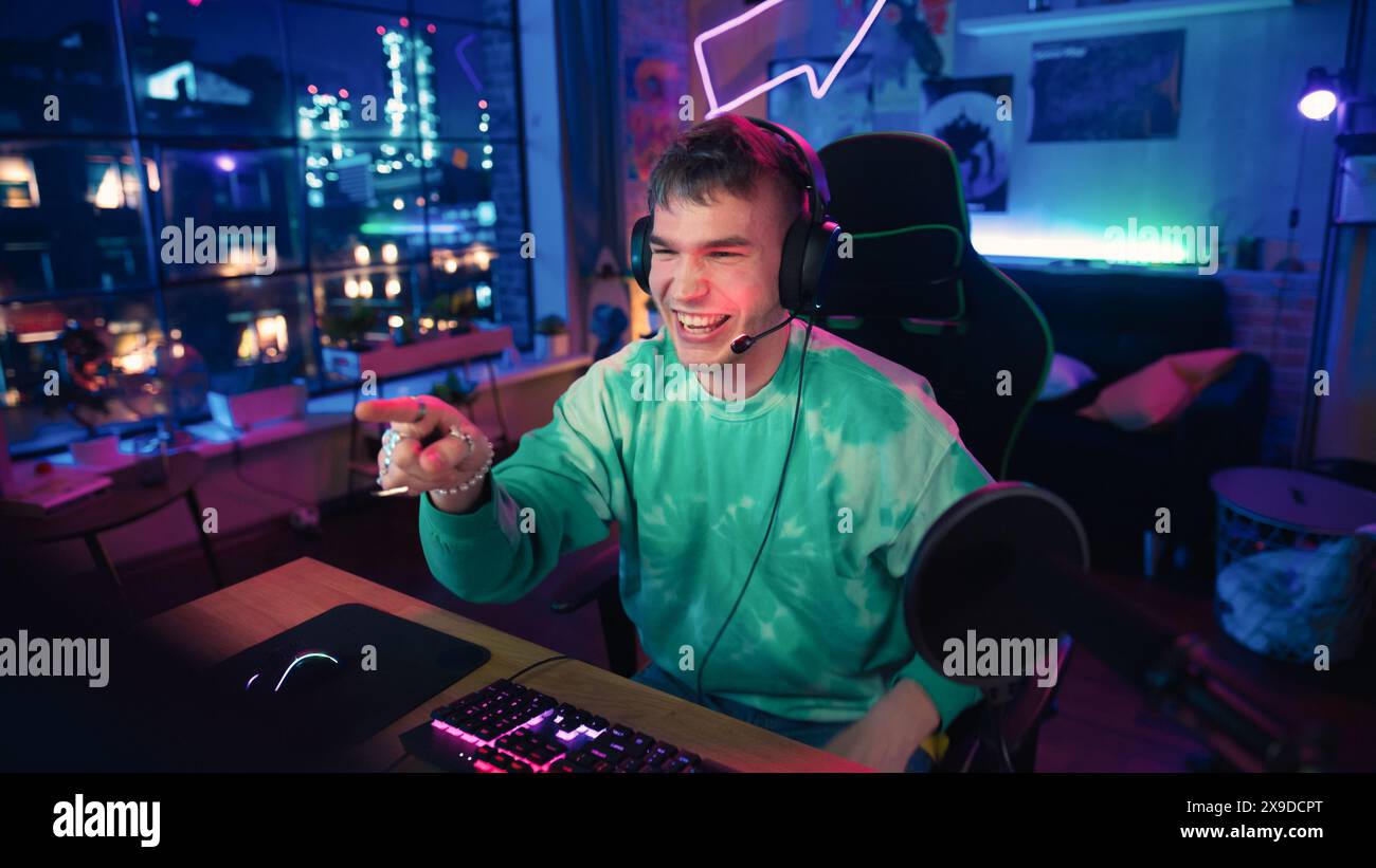 Excited streamer talking entertaining hi-res stock photography and ...