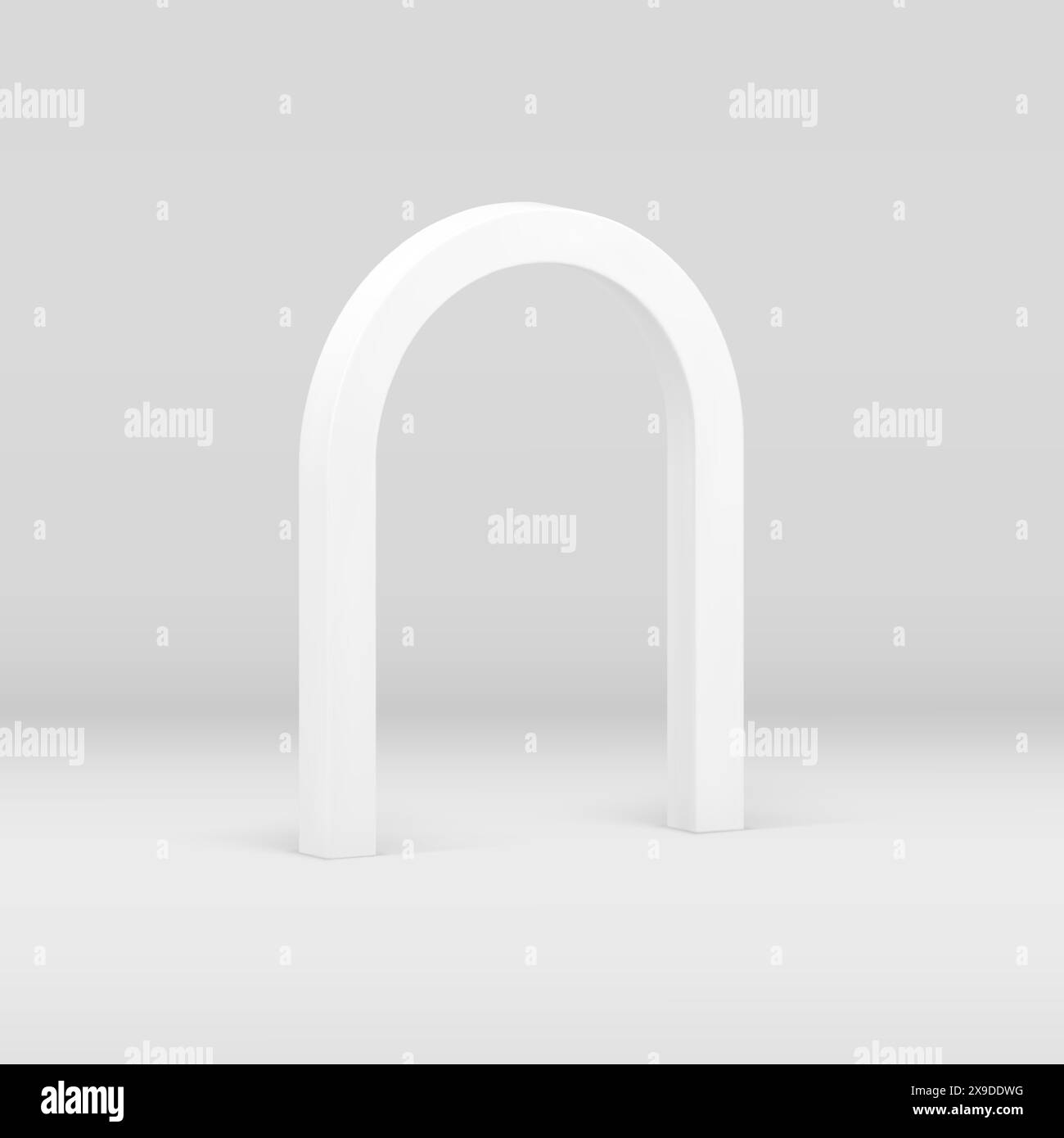 White arch curved construction 3d entrance showcase exit vertical foundation isometric realistic vector illustration. Archway architecture display geo Stock Vector