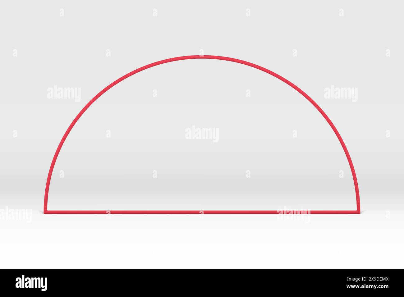 3d red boundary metallic semicircle frame decorative minimal element