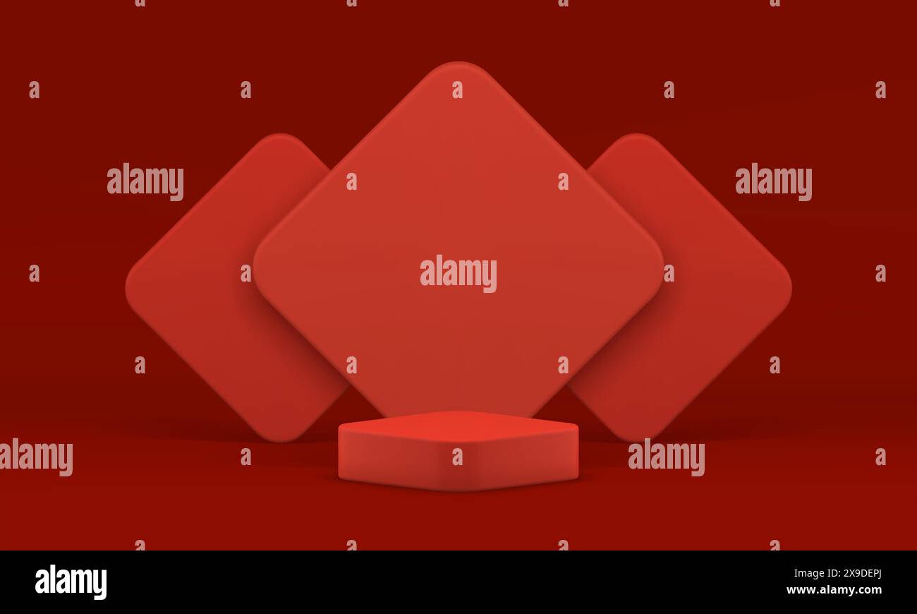 3d pedestal red rhombus exhibition showcase geometric display studio ...