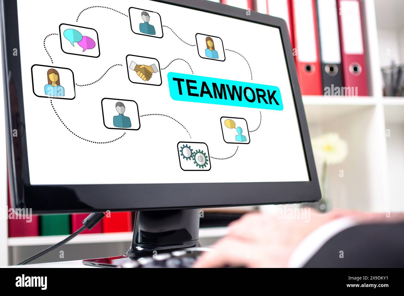 Teamwork concept shown on a computer screen Stock Photo
