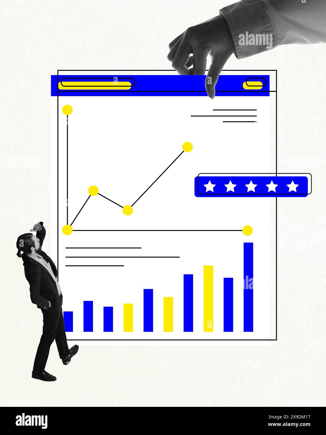 Analyzing metrics. Businessman examining detailed performance charts ...