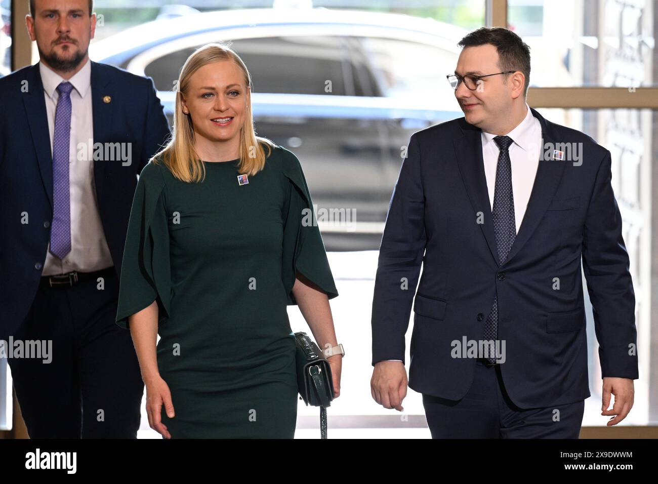 Prague, Czech Republic. 31st May, 2024. Finnish Foreign Affairs Minister Elina Valtonen (center) and her Czech counterpart Jan Lipavsky (right) are seen before the start of the meeting at final day of two-day informal meeting of foreign ministers of NATO countries, to mark 25 years of Czechia in NATO and 75 years from NATO's establishment, in Prague, Czech Republic, on May 31, 2024. Credit: Michal Kamaryt/CTK Photo/Alamy Live News Stock Photo