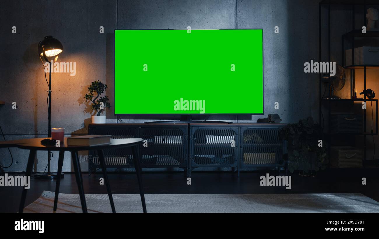 Illustration of Monitor Bright Textured Apartment Interior Block