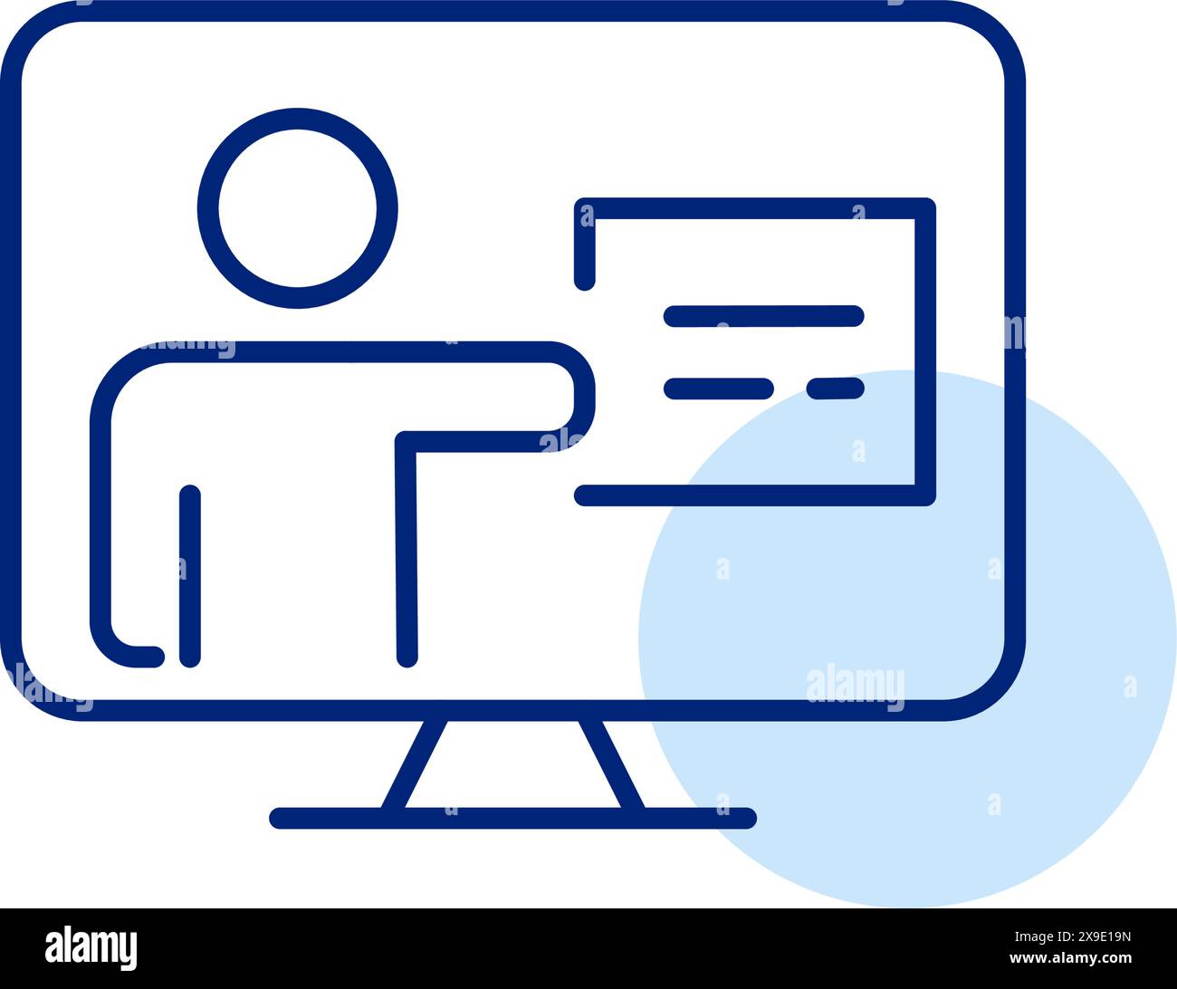 Professor giving online presentation. Interactive learning experiences. VIrtual lecture and seminar. Pixel perfect icon Stock Vector
