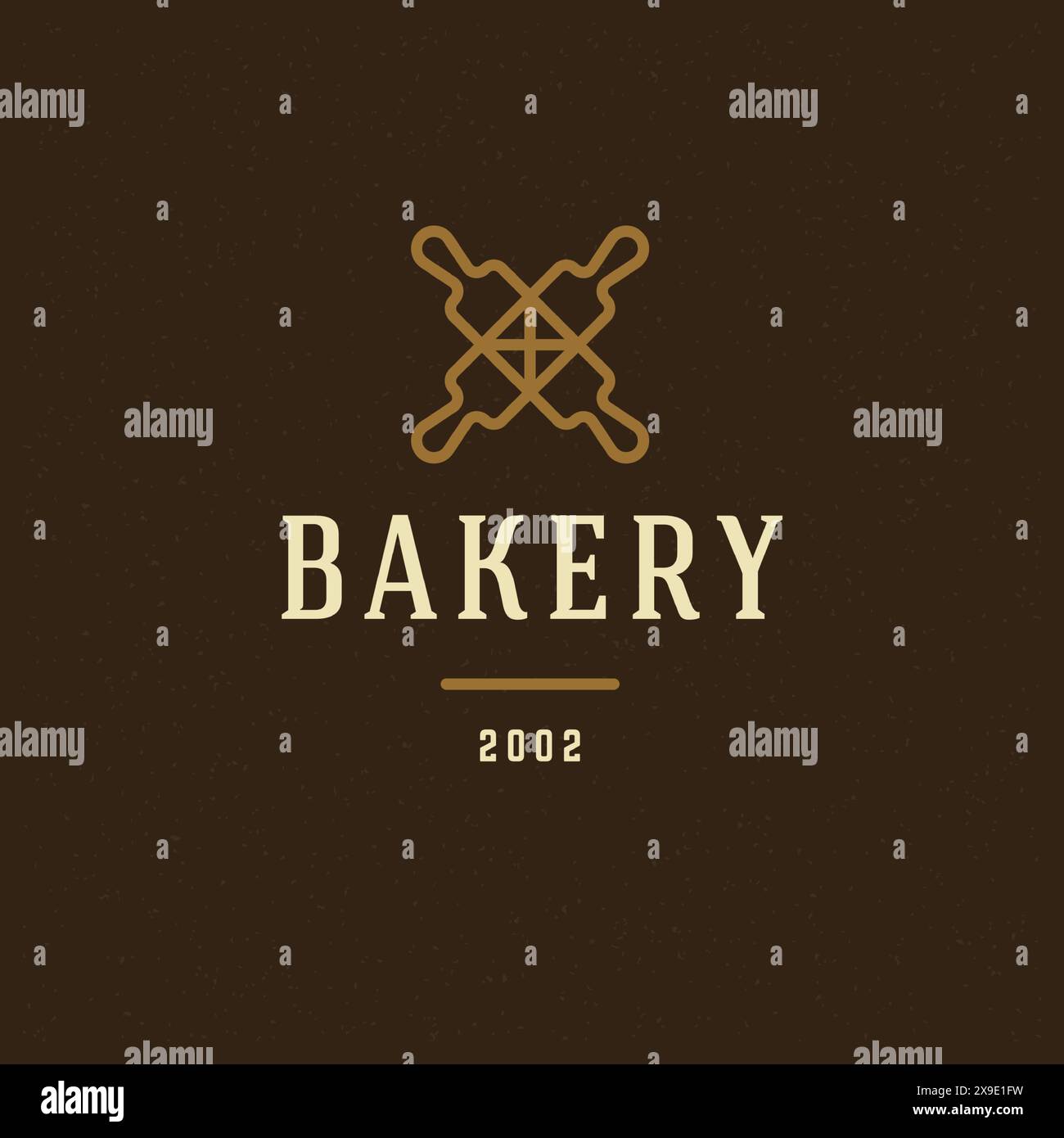 Bakery badge or label retro vector illustration. Two crossed rolling ...
