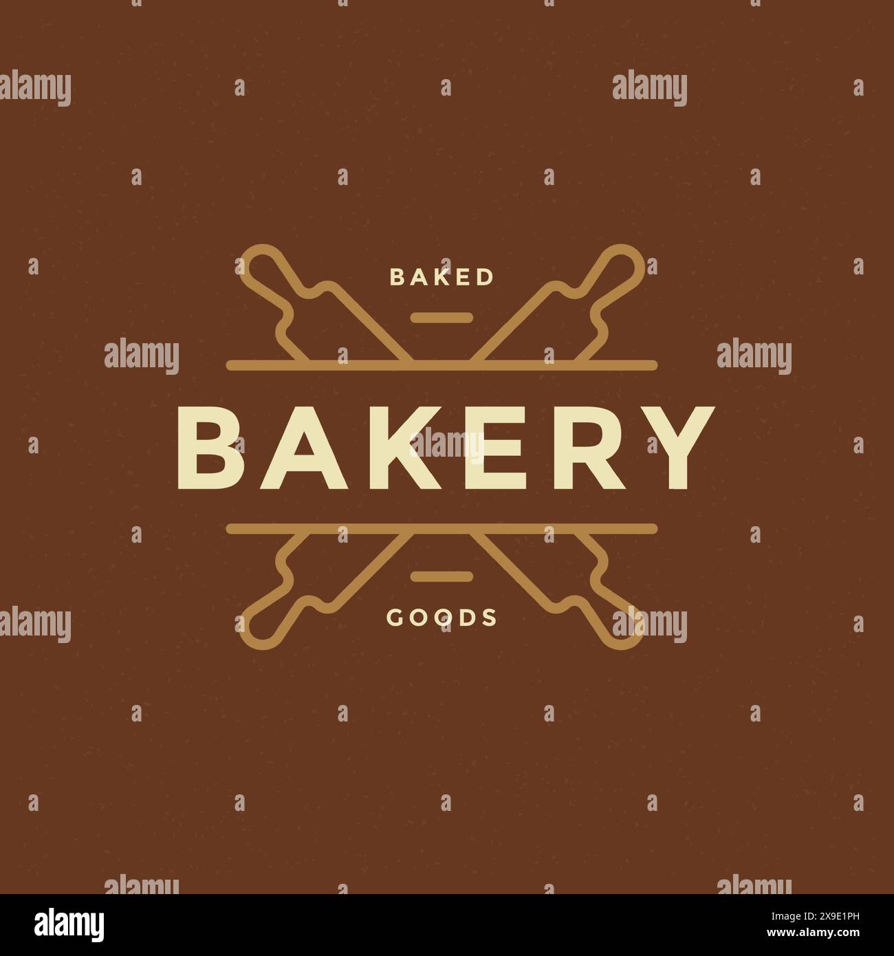 Bakery badge or label retro vector illustration. Rolling pins silhouette for bakehouse. Vintage typographic logo design. Stock Vector