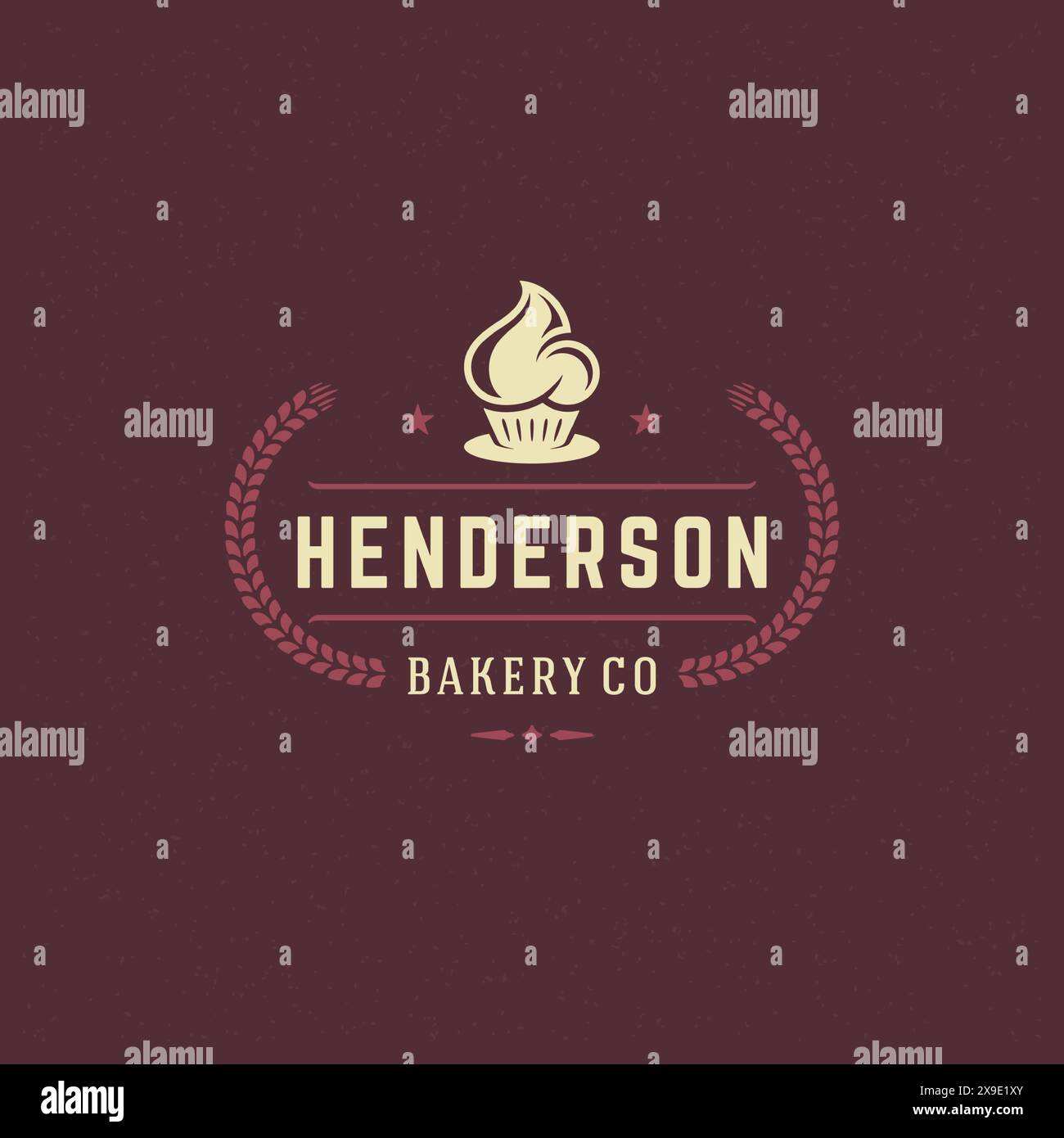 Bakery badge or label retro vector illustration cupcake and wheat ...