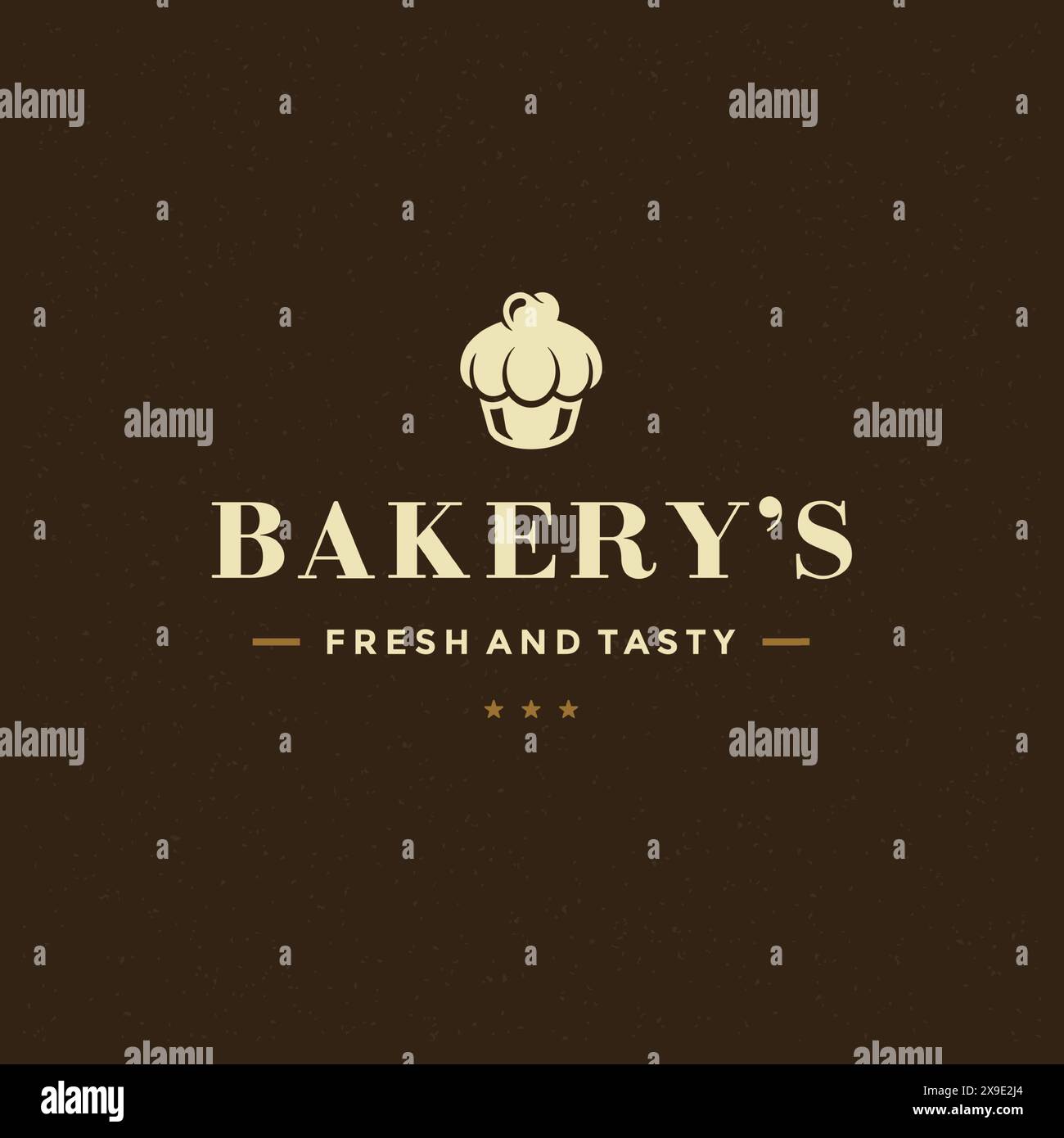 Bakery badge or label retro vector illustration. Cupcake silhouette for ...