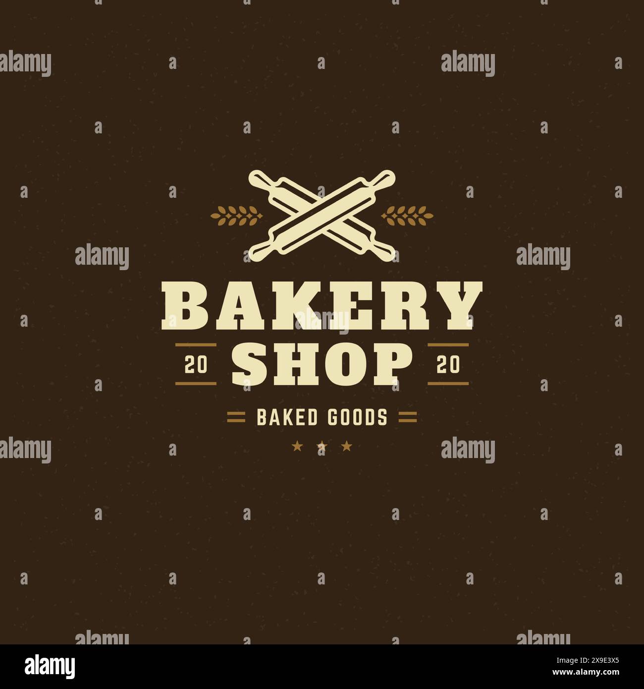 Bakery badge or label retro vector illustration. Rolling pins ...