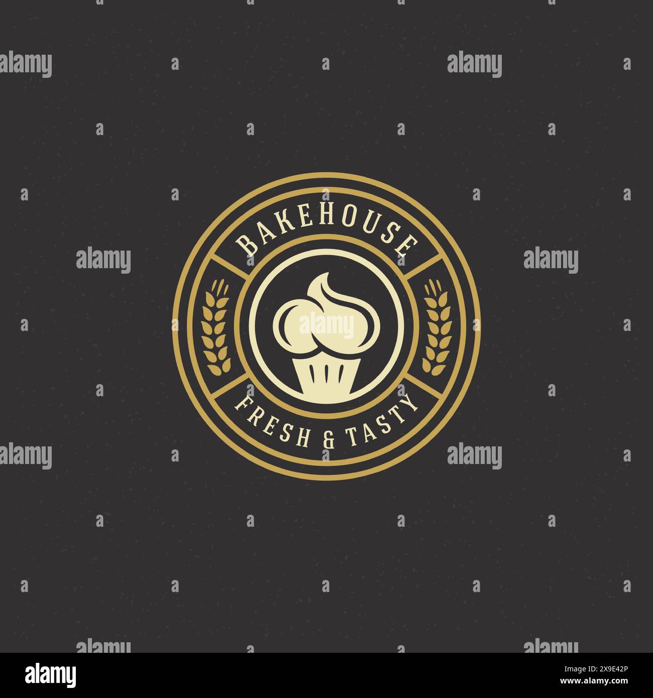 Bakery badge or label retro vector illustration cupcake silhouette for ...