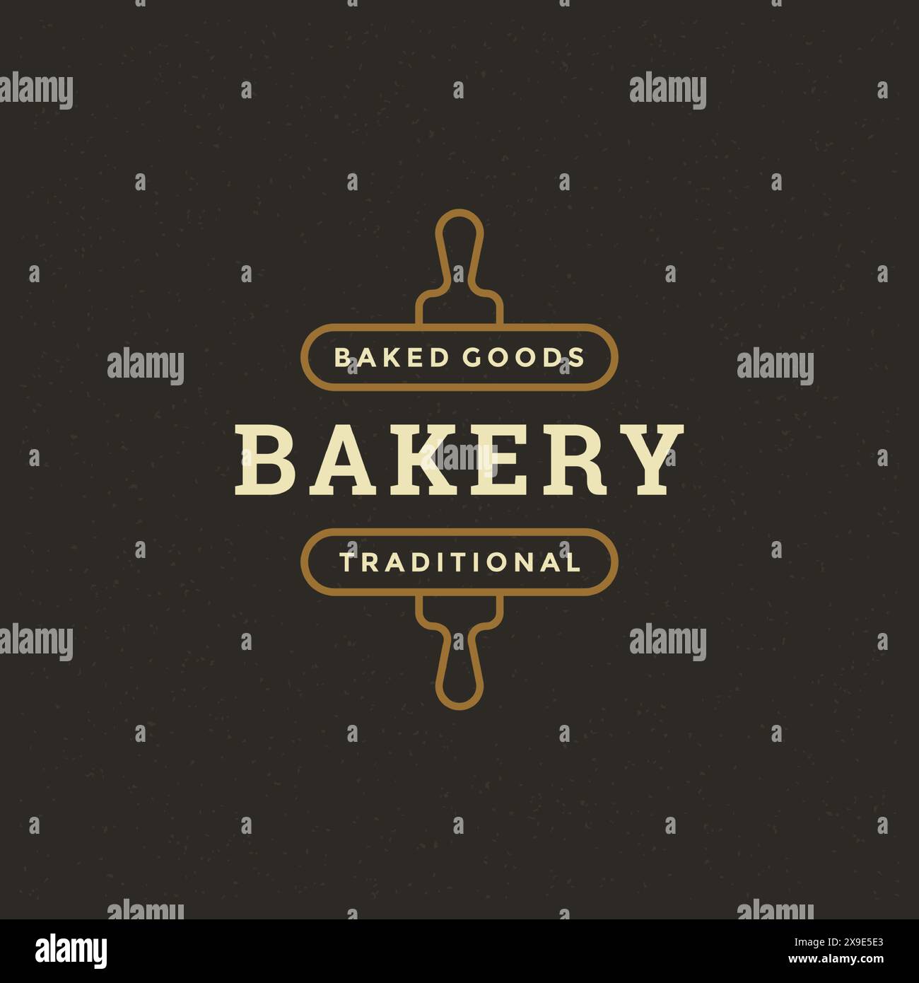 Bakery badge or label retro vector illustration. Rolling pin silhouette ...