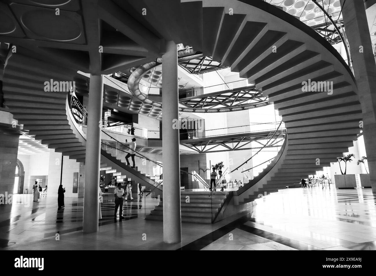 Doha, Qatar - 29 April 2024: The Museum of Islamic Art, designed by the renowned architect I.M. Pei, features geometric elegance and a stunning facade Stock Photo