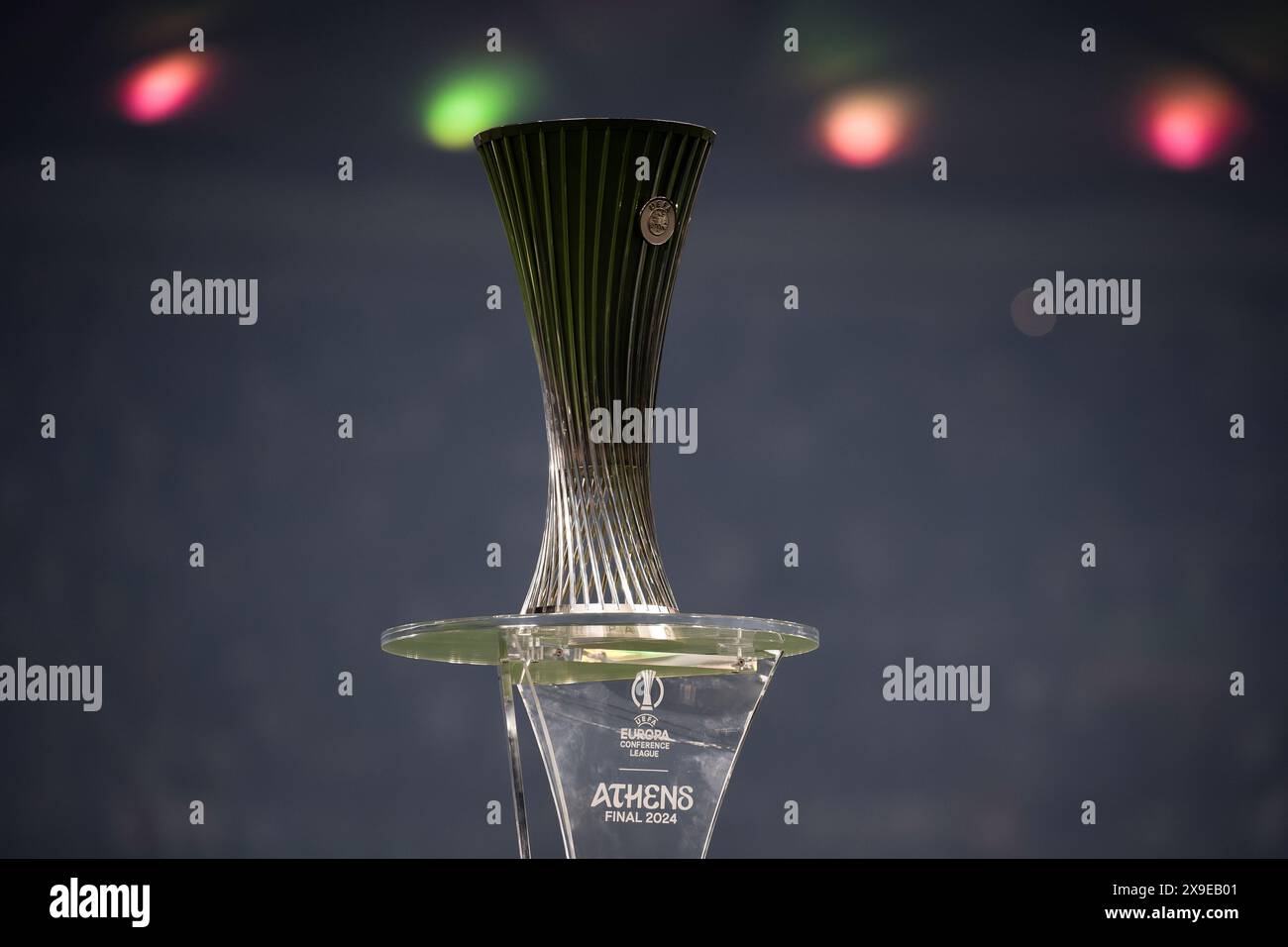 Athens, Greece. 29 May 2024. The trophy of UEFA Conference League is