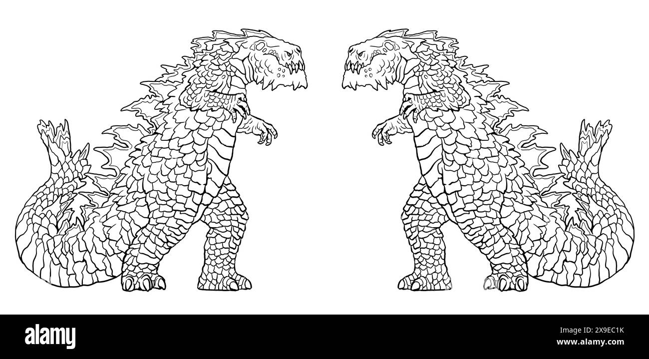 Kaiju Coloring Pages Kaiju No 8 - Gigantic Dinosaur Like Monster To Color In Kaiju Contour Drawing 2X9EC1K