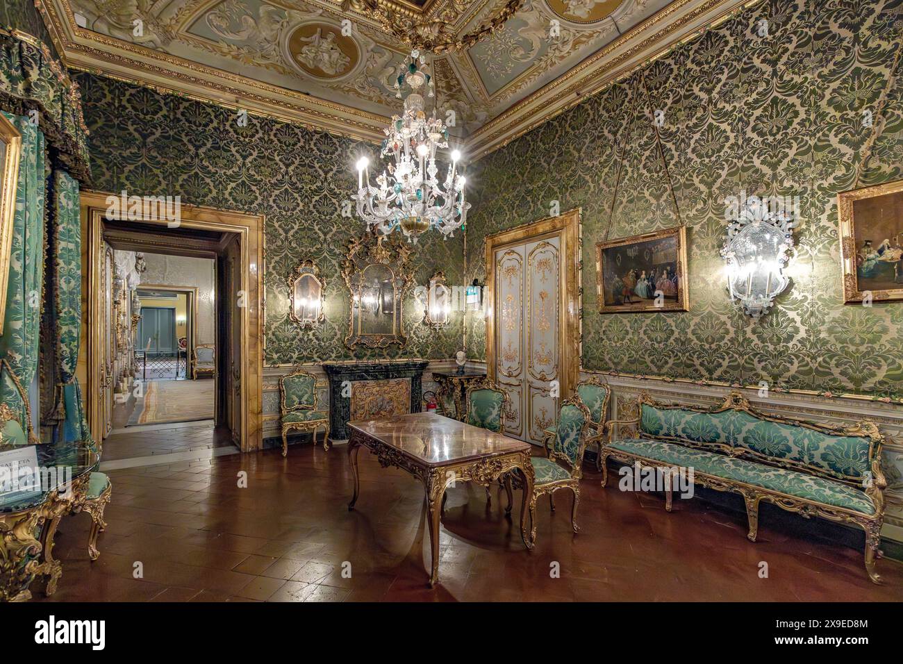 The Green Room in the private apartments at Galleria Doria Pamphilj , Rome, Italy Stock Photo