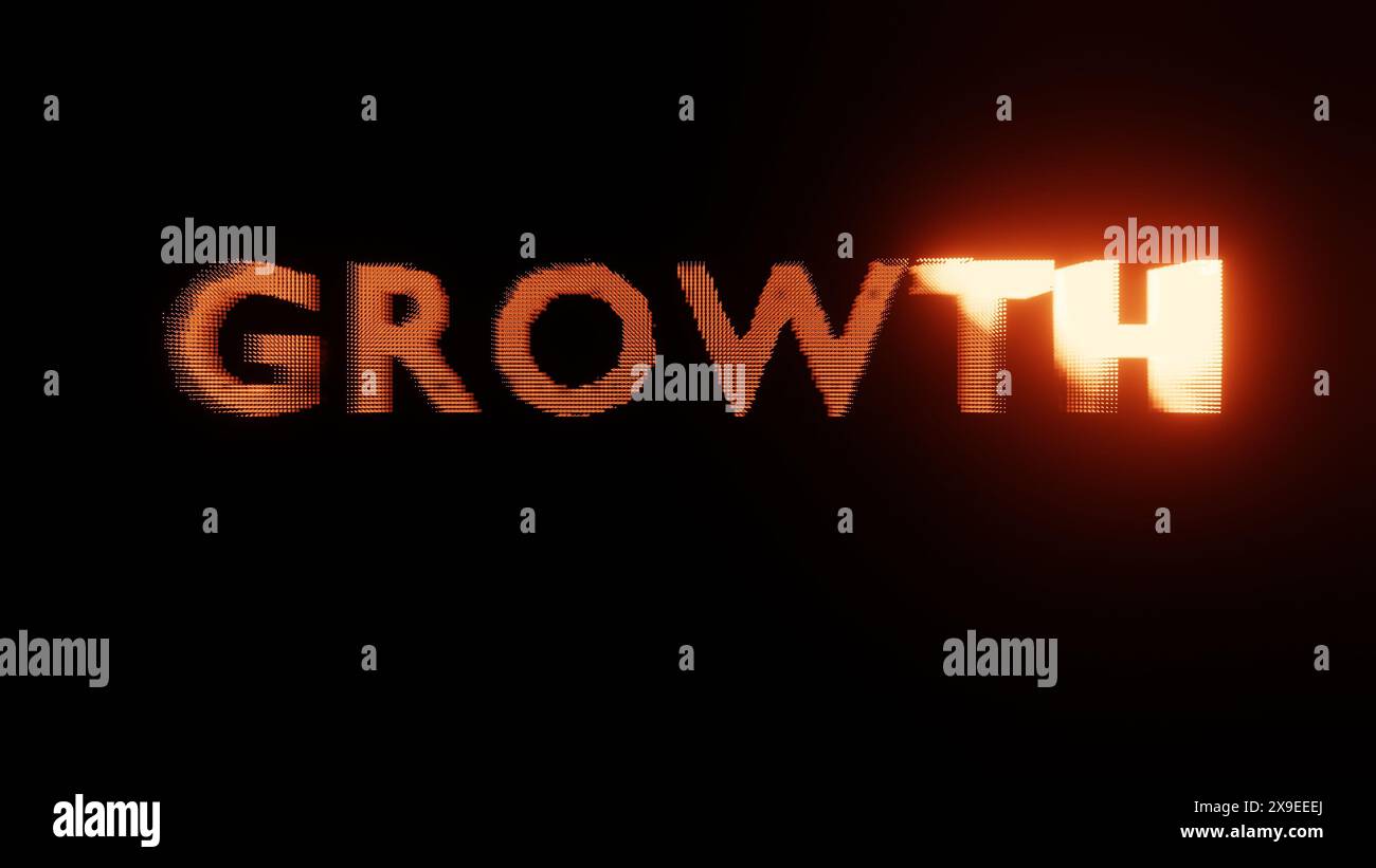 Abstract Glowing Text GROWTH : Fiery Digital Typography Stock Photo - Alamy