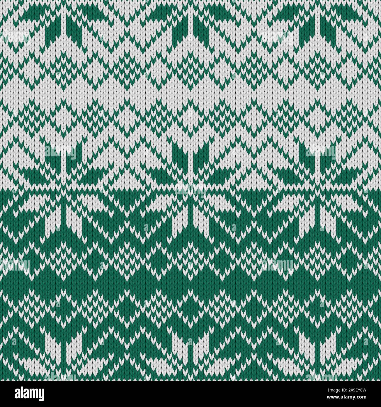 Christmas  knitted seamless tileable pattern. Realistic knitted fabric texture for wallpaper, background, wrapping paper. Stock Photo