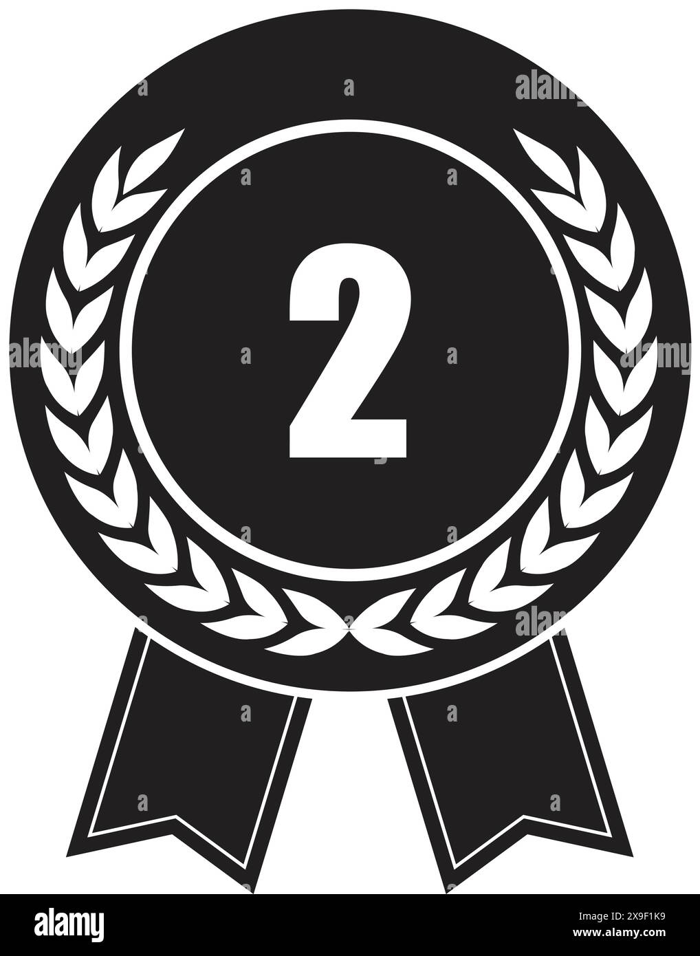 Medal Vector ribbon, 2nd Award black, 2nd Prize, Challenge Award, Medal