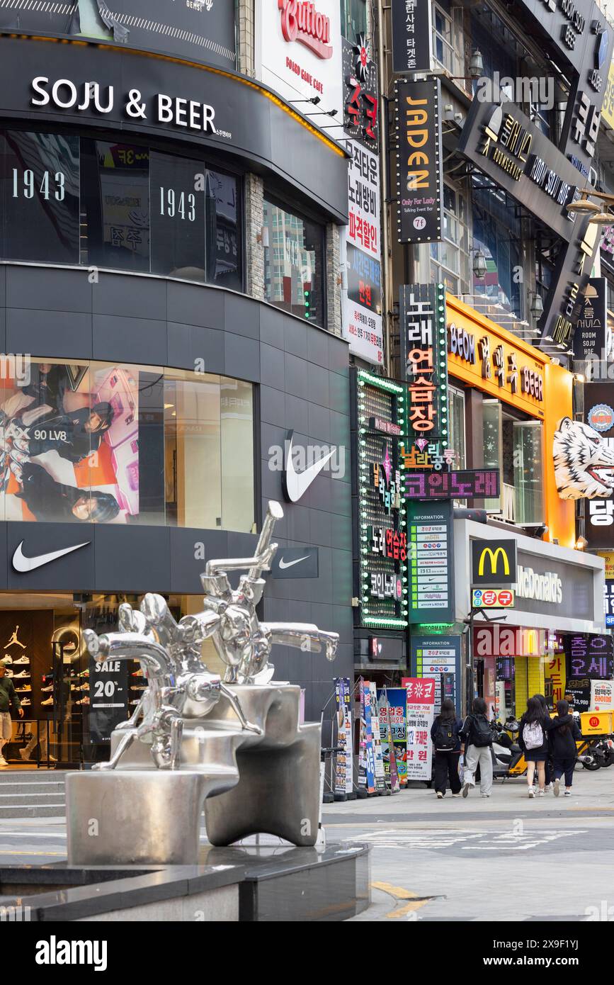 Shops on Seomyeon Young Street, Seomyeon, Busan, South Korea Stock Photo