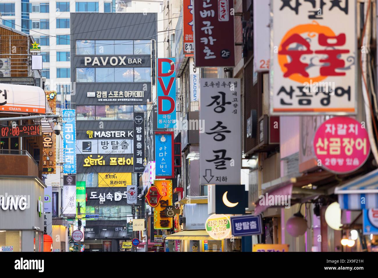 Shops on Seomyeon Young Street, Seomyeon, Busan, South Korea Stock Photo