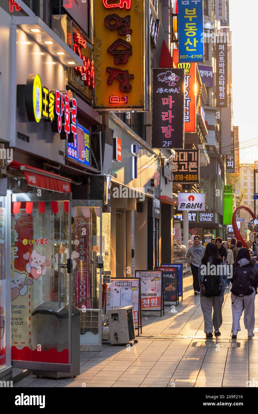 Shops on Seomyeon Young Street, Seomyeon, Busan, South Korea Stock Photo