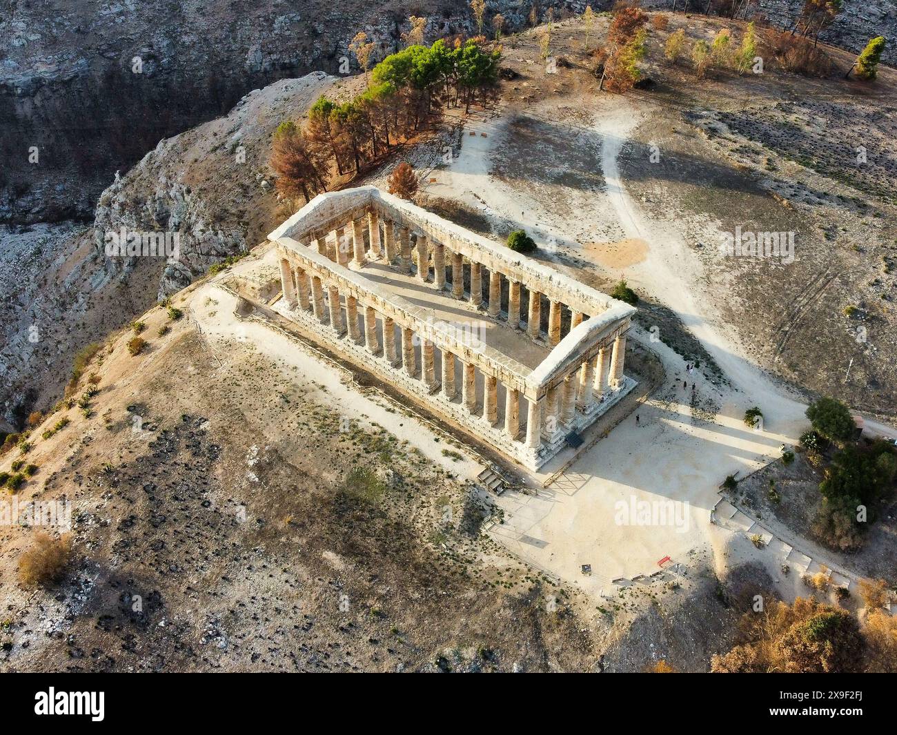 aerial view of the temple of Segesta in the Sicilian hinterland Stock ...