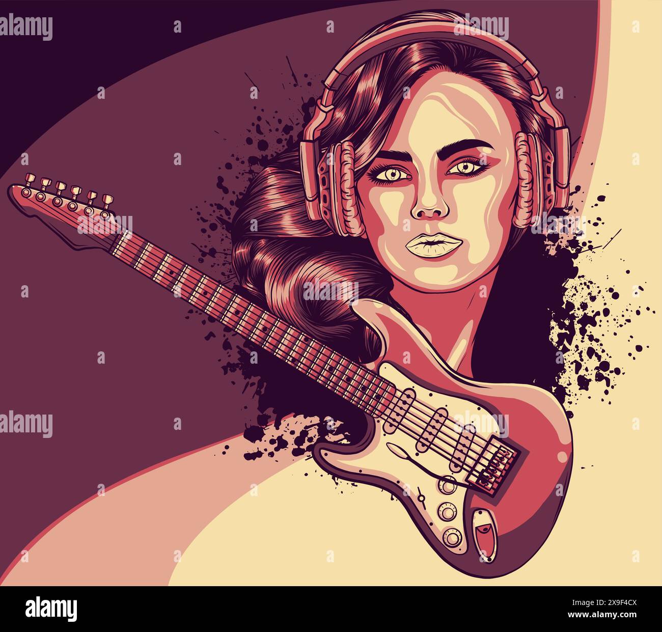 vector-illustration-of-girl-with-electric-guitar-stock-vector-image