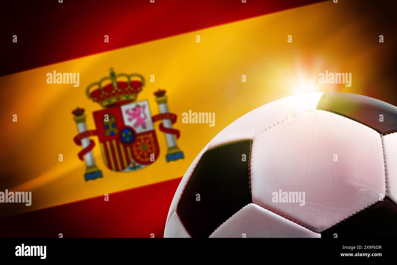 Spain soccer background with ball and the country's flag in the ...