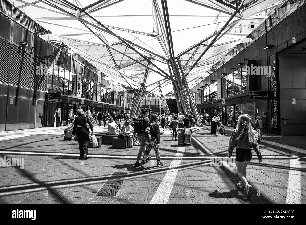 Picture of Urban landscape inside Naples Central Station, busy commuters ...