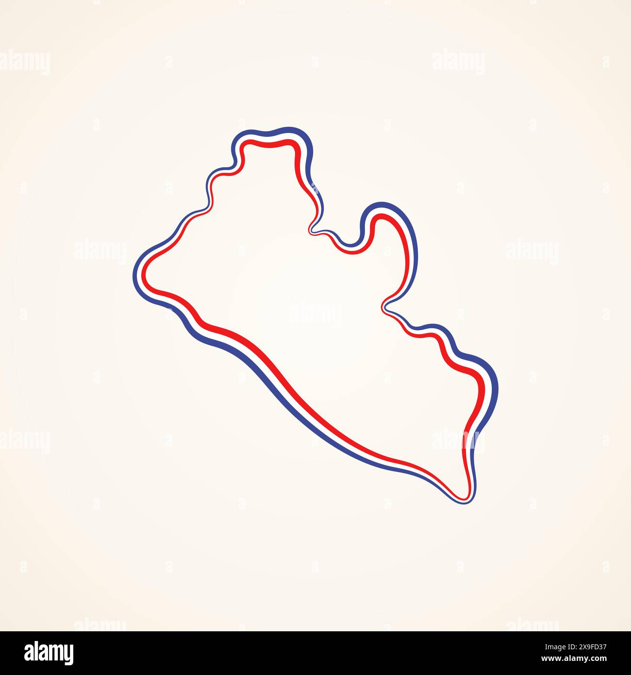 Outline map of Liberia marked with ribbon in colors from the flag Stock ...