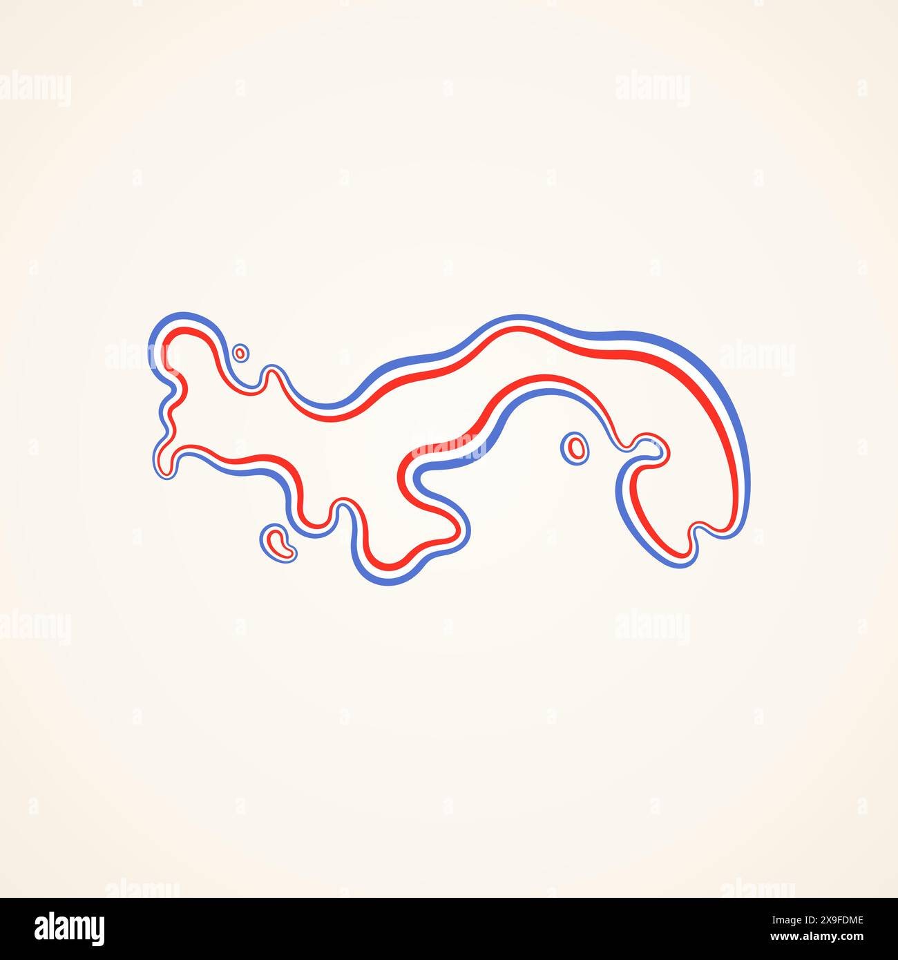 Outline map of Panama marked with ribbon in colors from the flag. Stock Vector