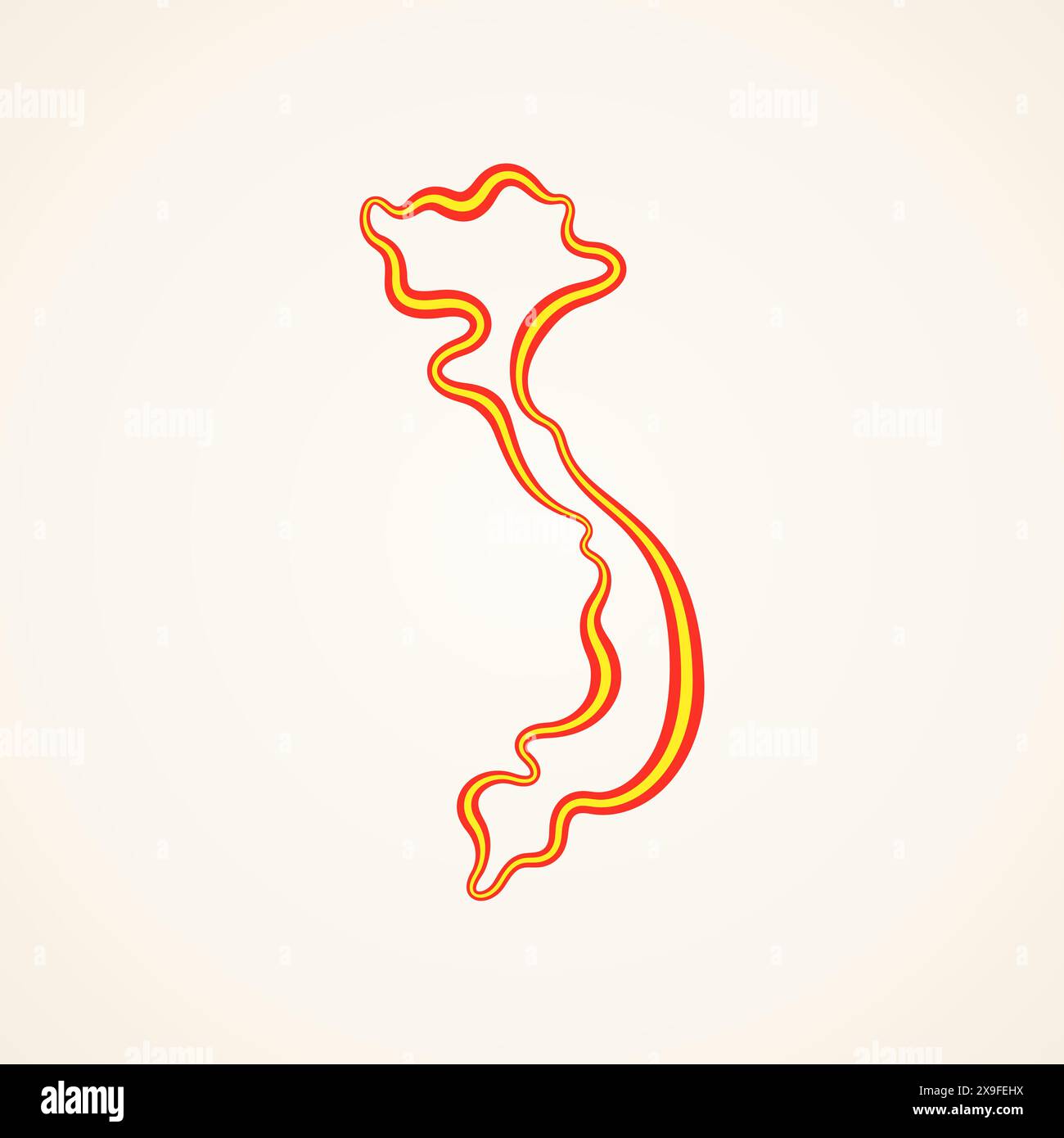 Outline map of Vietnam marked with ribbon in colors from the flag Stock ...