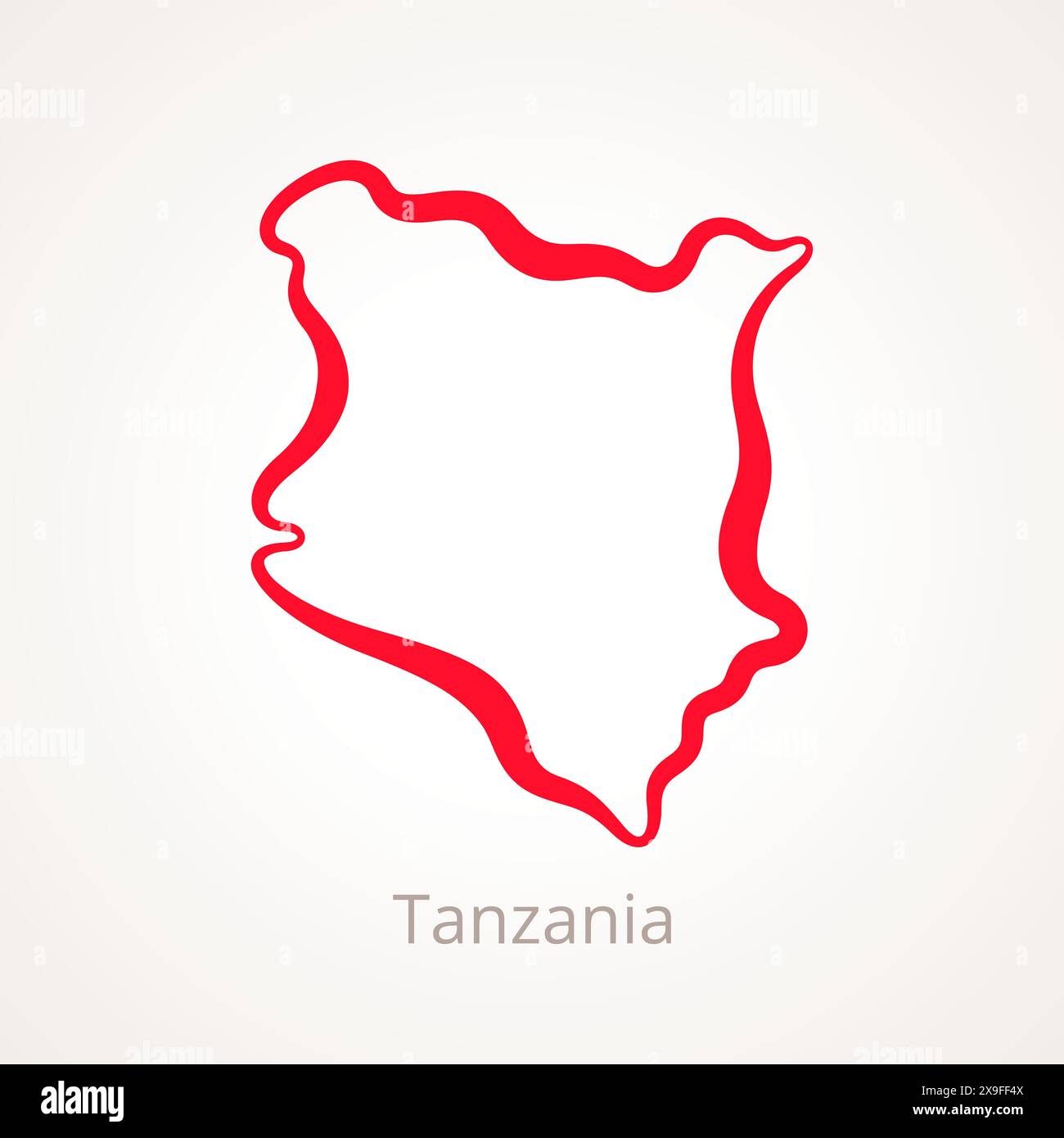 Outline map of Tanzania marked with red line Stock Vector Image & Art ...