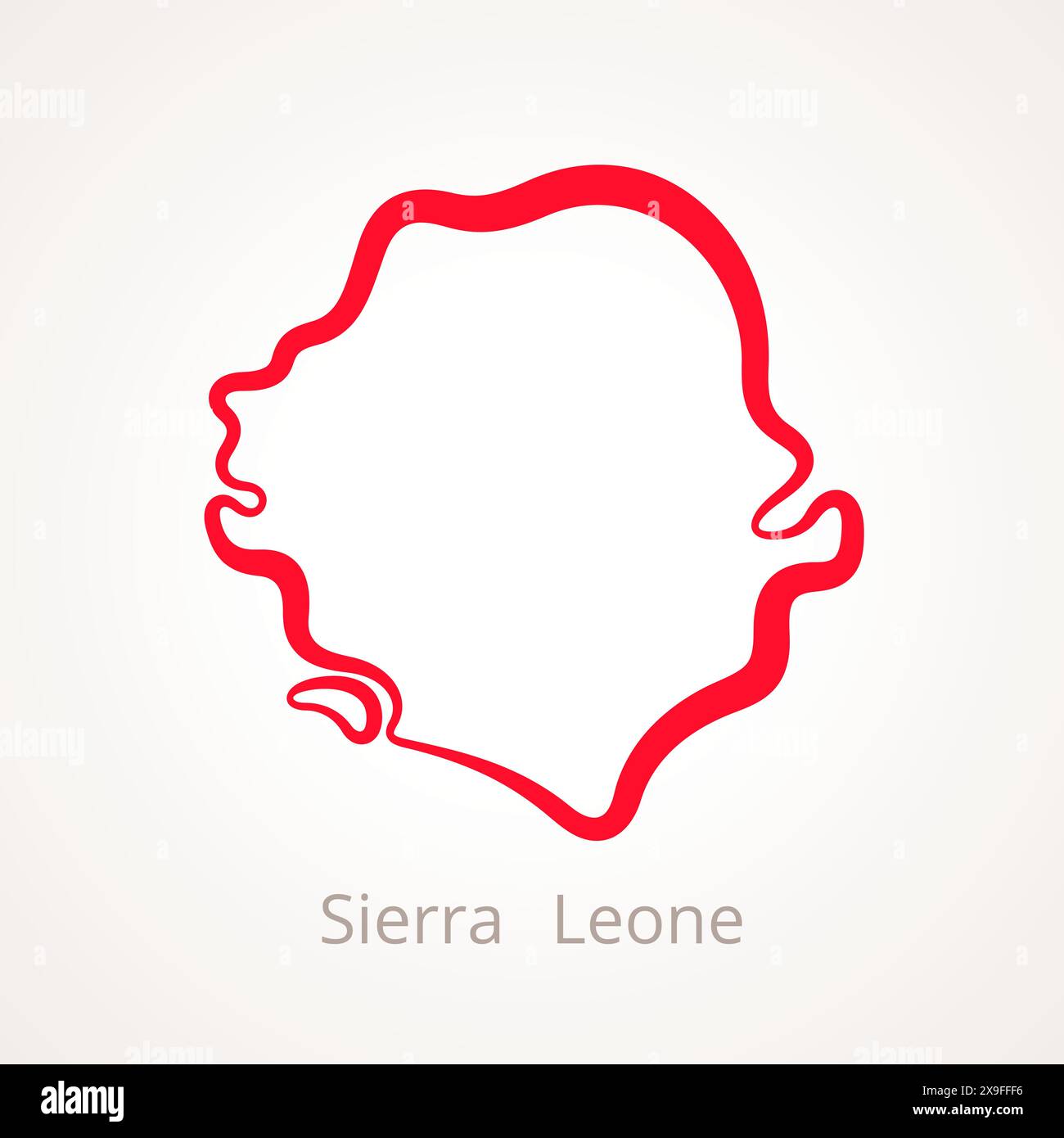 Outline map of Sierra Leone marked with red line Stock Vector Image ...