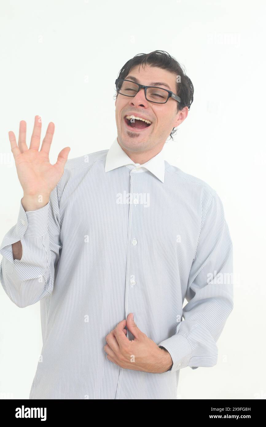 Geek teacher isolated on white hi-res stock photography and images - Alamy