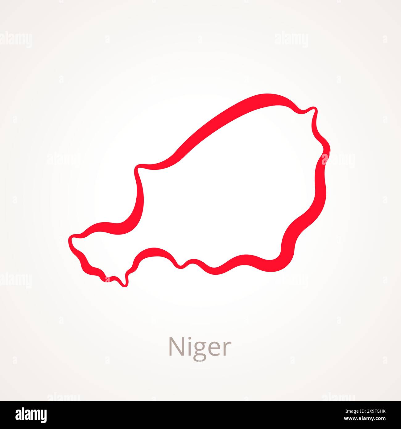 Outline map of Niger marked with red line Stock Vector Image & Art - Alamy