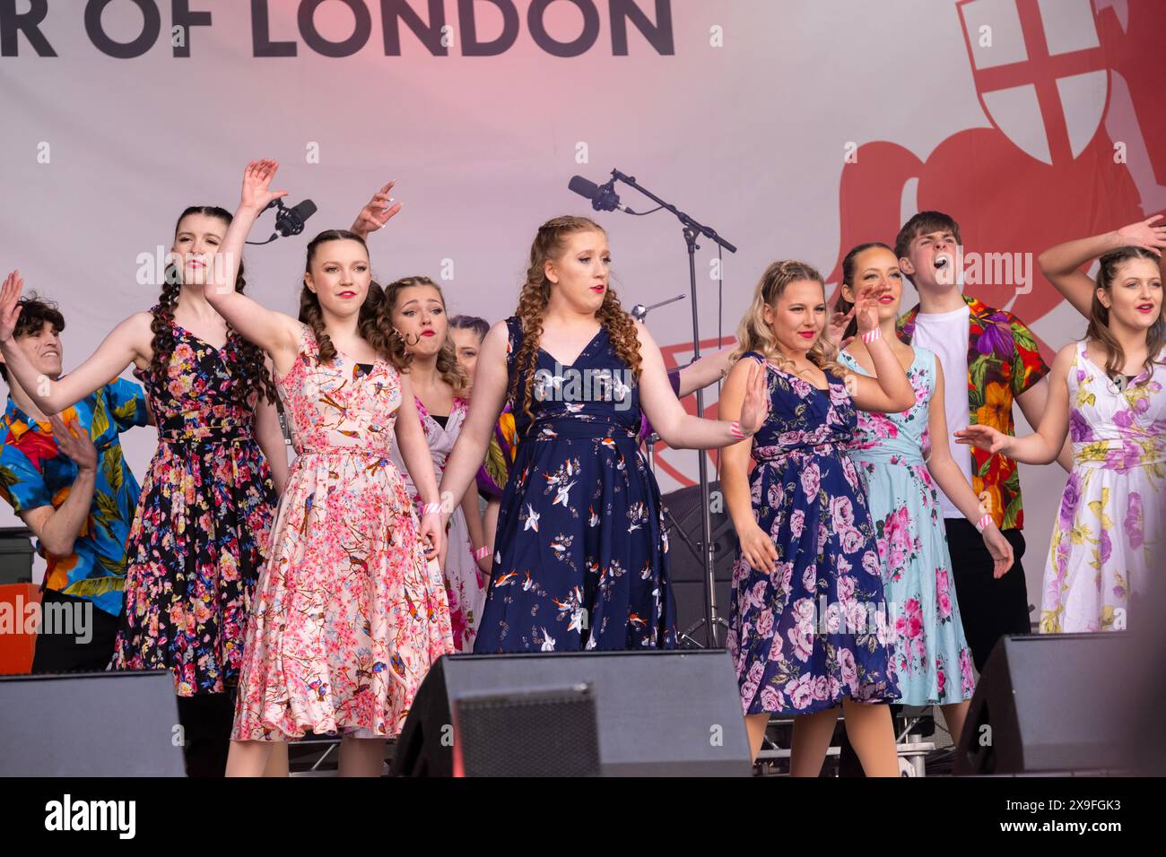 Singers and dancers from the West End Kids Troupe, performing at the ...