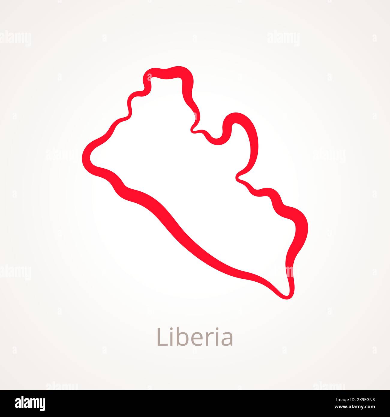 Outline map of Liberia marked with red line Stock Vector Image & Art ...