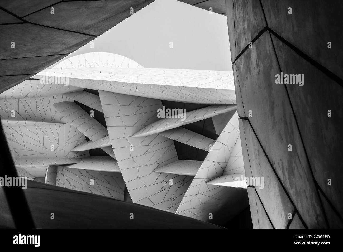 The National Museum of Qatar in Doha, opened to the public in 2019. The building was designed by architect Jean Nouvel who was inspired by the desert Stock Photo