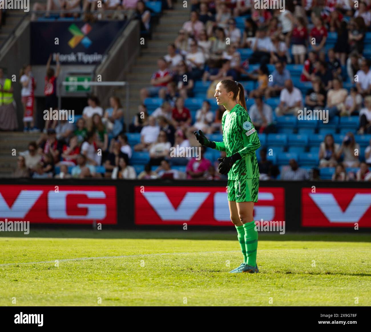 Oslo, Norway. 31st May, 2024. Oslo, Norway, May 31st 2024: Goalkeeper Cecilie Fiskerstrand (1 Norway) are seen during the UEFA Womens European Qualifiers football game between Norway and Italy at Ullevaal Stadium in Oslo, Norway (Ane Frosaker/SPP) Credit: SPP Sport Press Photo. /Alamy Live News Stock Photo