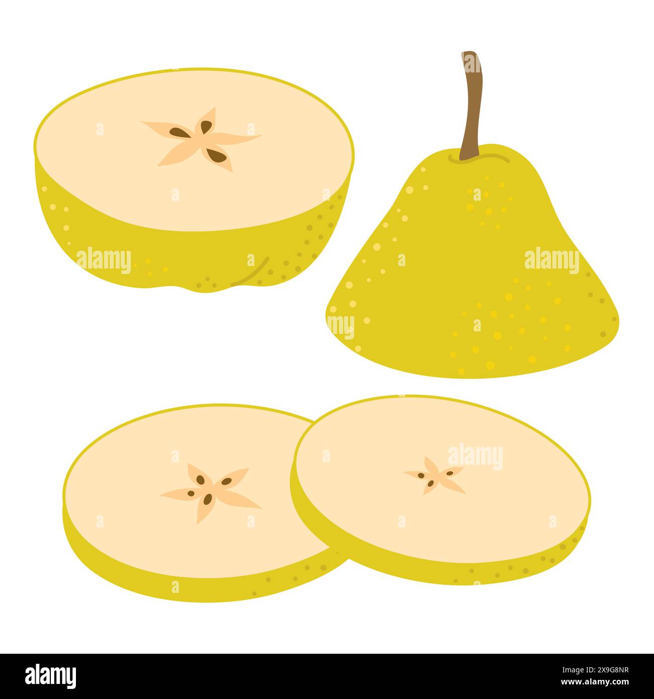 Fresh ripe Pear slice icon. Healthy vegetarian snack, cut Pear for ...