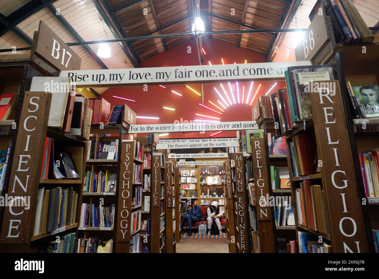 Barter Books, famous and huge second hand bookshop based in former train station building in Alnwick Northumberland Stock Photo