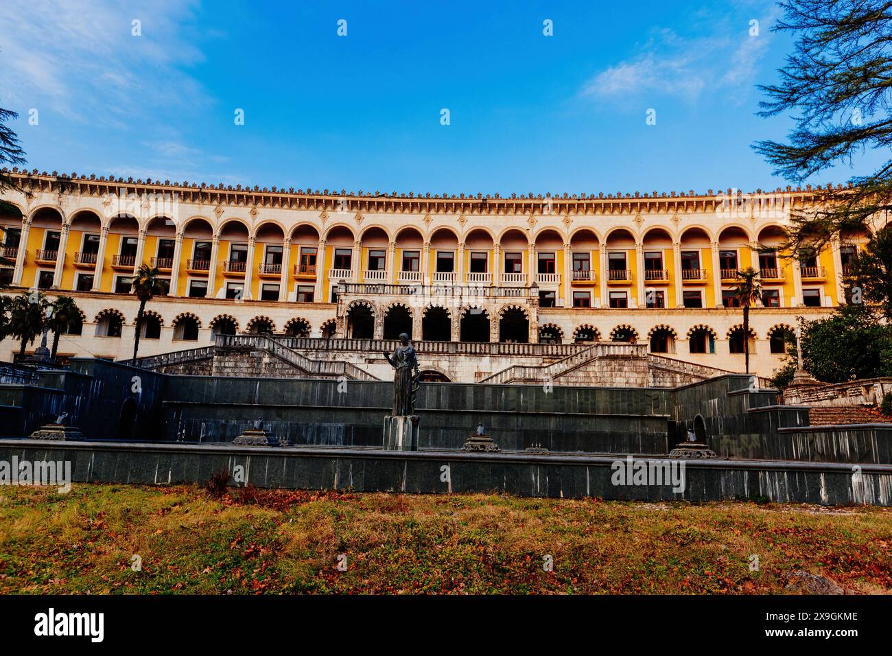 Ruined overgrown old abandoned Soviet sanatorium Miner, Tskaltubo ...